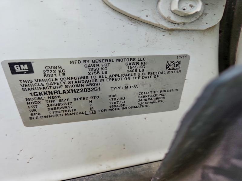 Photo 14 from auction – 2017 GMC ACADIA with VIN 1GKKNRLAXHZ203251