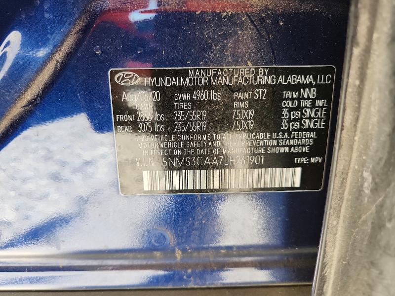 Снимка 14 от търг – 2020 HYUNDAI SANTA FE с VIN 5NMS3CAA7LH261901