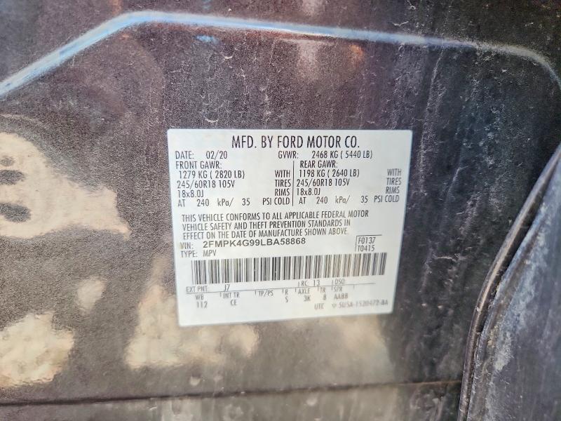Photo 14 from auction – 2020 FORD EDGE with VIN 2FMPK4G99LBA58868