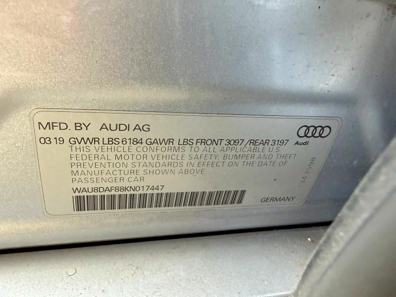 Photo 10 from auction – 2019 AUDI A8 with VIN WAU8DAF88KN017447