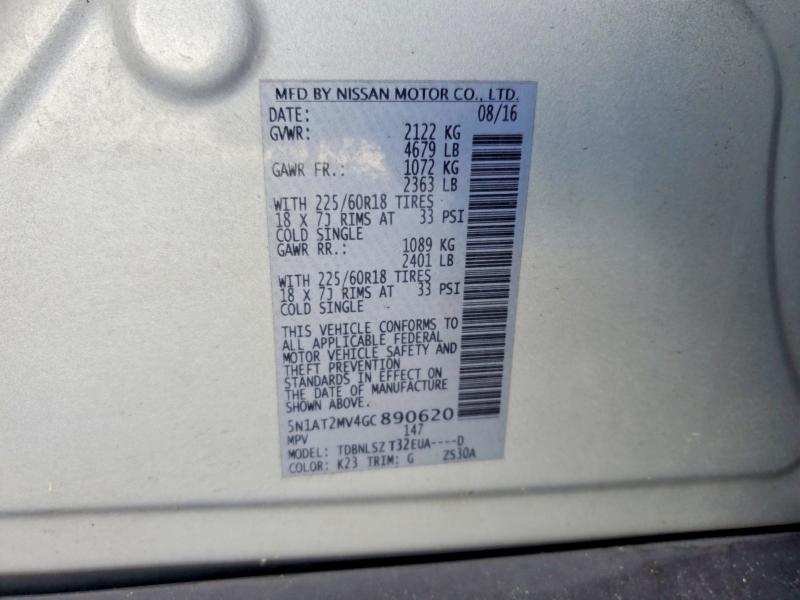 Photo 14 from auction – 2016 NISSAN ROGUE with VIN 5N1AT2MV4GC890620