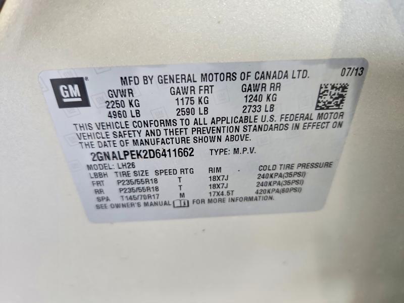 Photo 14 from auction – 2013 CHEVROLET EQUINOX with VIN 2GNALPEK2D6411662