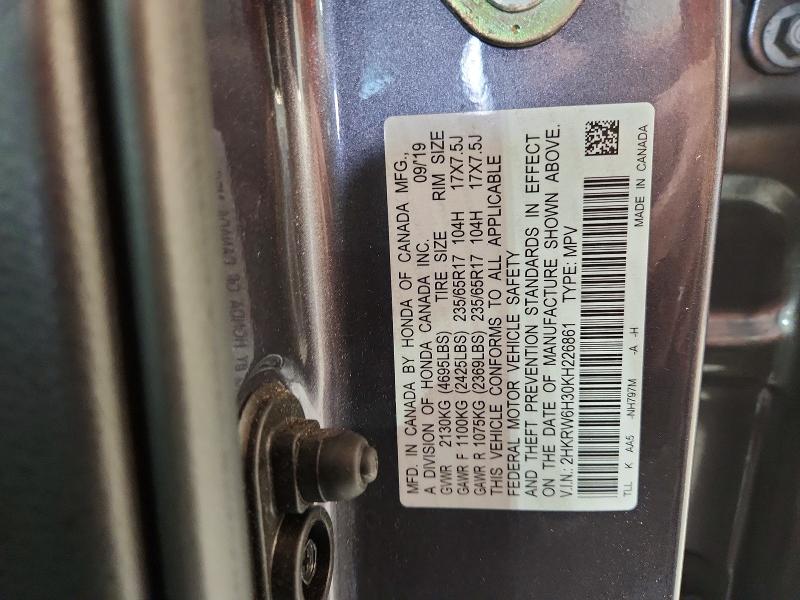 Photo 14 from auction – 2019 HONDA CR-V with VIN 2HKRW6H30KH226861