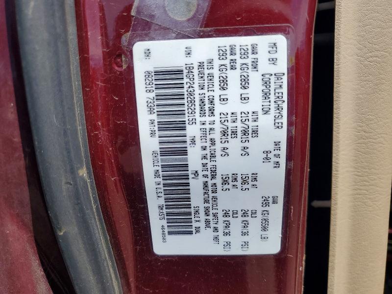 Photo 14 from auction – 2002 DODGE GRAND CARAVAN with VIN 1B4GP24302B529155