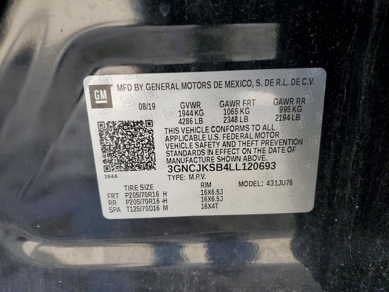 Photo 14 from auction – 2020 CHEVROLET TRAX with VIN 3GNCJKSB4LL120693