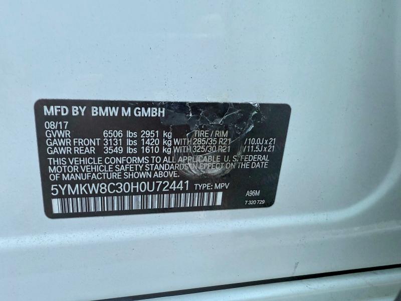 Photo 10 from auction – 2017 BMW X6 with VIN 5YMKW8C30H0U72441