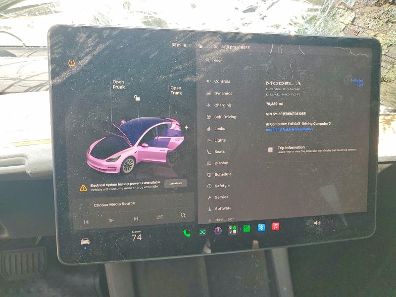 Photo 9 from auction – 2022 TESLA MODEL 3 with VIN 5YJ3E1EB5NF261955