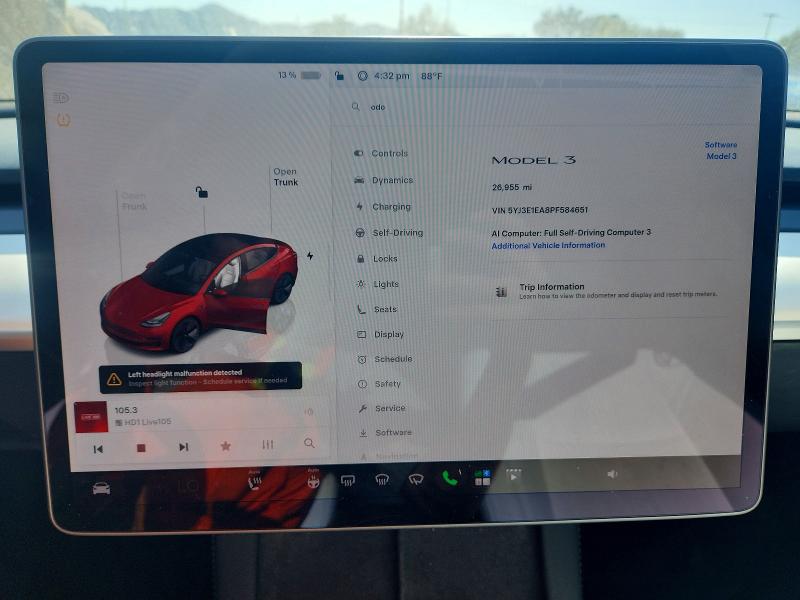 Foto 9 de la subasta – 2023 TESLA MODEL 3 con VIN 5YJ3E1EA8PF584651