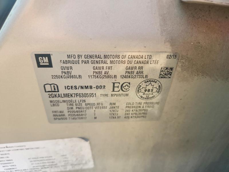 Photo 14 from auction – 2015 GMC TERRAIN with VIN 2GKALMEK7F6305951