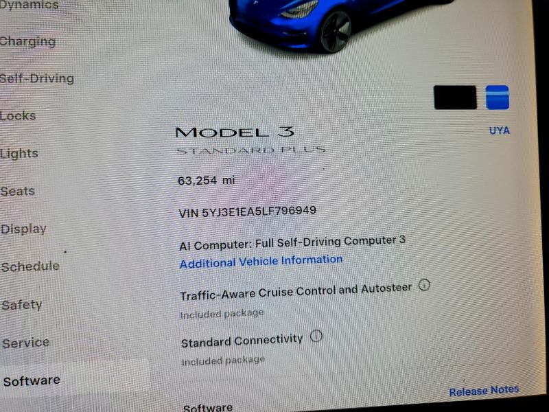 Photo 9 from auction – 2020 TESLA MODEL 3 with VIN 5YJ3E1EA5LF796949