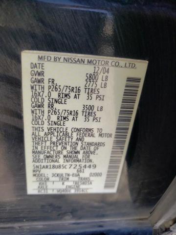 Photo 14 from auction – 2005 NISSAN PATHFINDER with VIN 5N1AR18U85C725449