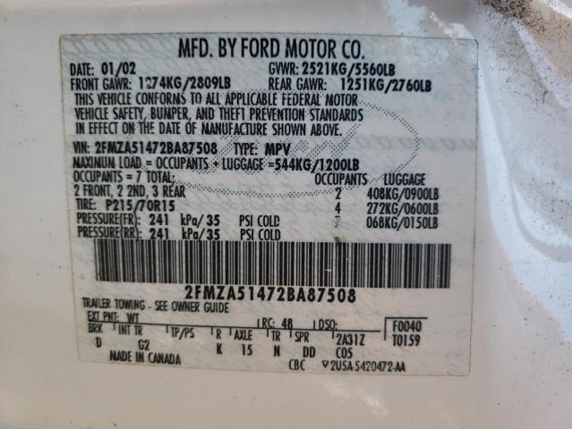 Photo 14 from auction – 2002 FORD WINDSTAR L with VIN 2FMZA51472BA87508