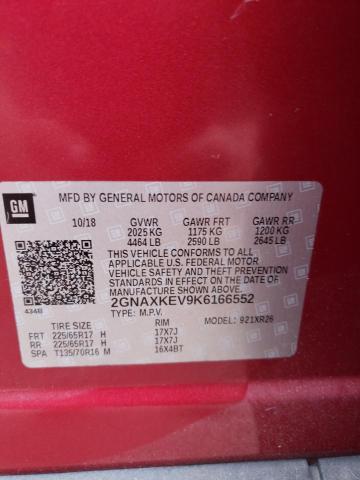 Photo 14 from auction – 2019 CHEVROLET EQUINOX LT with VIN 2GNAXKEV9K6166552