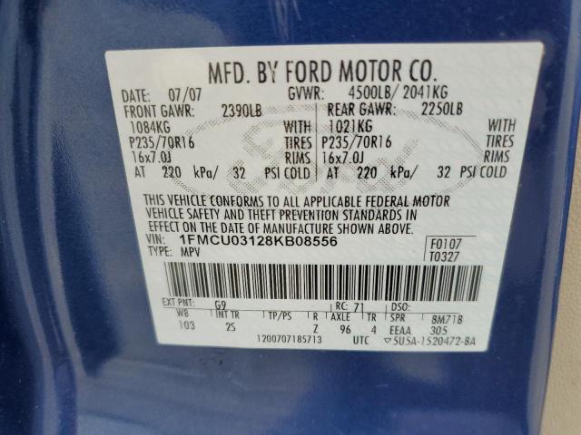 Photo 14 from auction – 2008 FORD ESCAPE XLT with VIN 1FMCU03128KB08556