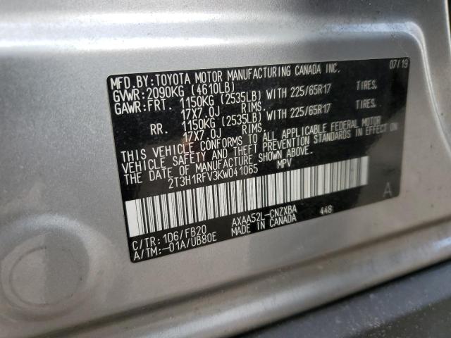 Photo 14 from auction – 2019 TOYOTA RAV4 LE with VIN 2T3H1RFV3KW041065