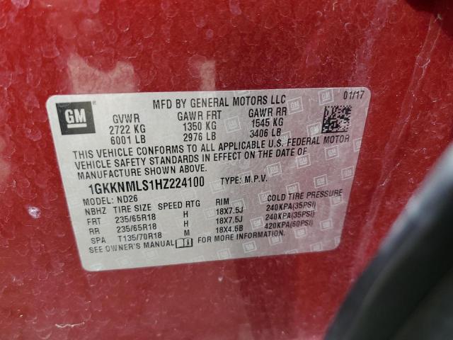 Photo 14 from auction – 2017 GMC ACADIA SLT with VIN 1GKKNMLS1HZ224100