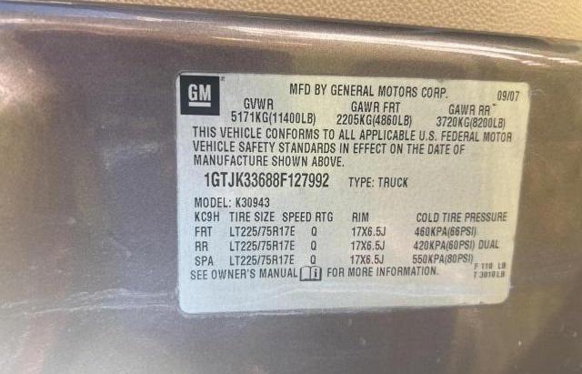 Photo 10 from auction – 2008 GMC SIERRA K35 with VIN 1GTJK33688F127992