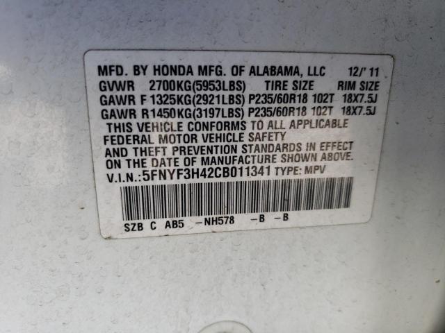 Photo 14 from auction – 2012 HONDA PILOT EX with VIN 5FNYF3H42CB011341