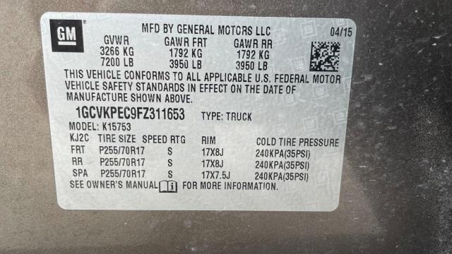Photo 10 from auction – 2015 CHEVROLET SILVERADO with VIN 1GCVKPEC9FZ311653