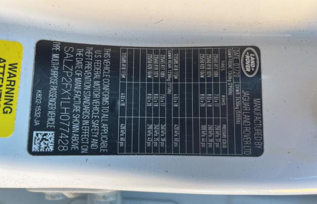 Photo 10 from auction – 2020 LAND ROVER RANGE ROVE with VIN SALZP2FX1LH077428