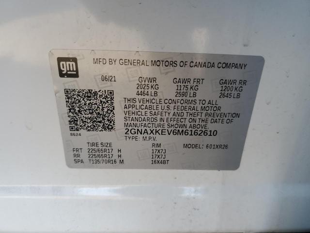 Photo 14 from auction – 2021 CHEVROLET EQUINOX LT with VIN 2GNAXKEV6M6162610
