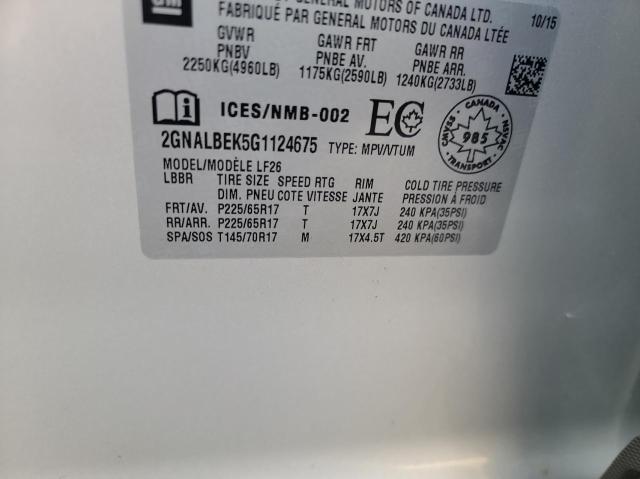 Photo 10 from auction – 2016 CHEVROLET EQUINOX LS with VIN 2GNALBEK5G1124675