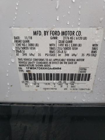 Photo 14 from auction – 2019 FORD EXPLORER X with VIN 1FM5K7D8XKGA49494