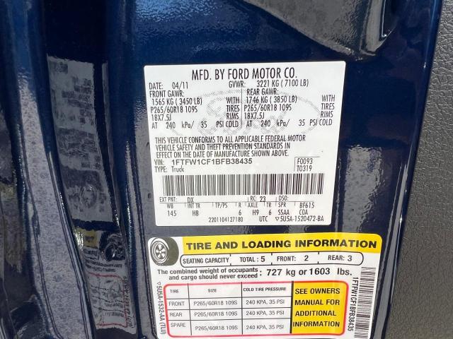 Photo 10 from auction – 2011 FORD F150 SUPER with VIN 1FTFW1CF1BFB38435
