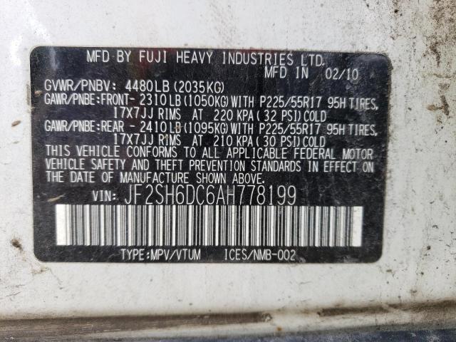 Photo 14 from auction – 2010 SUBARU FORESTER 2 with VIN JF2SH6DC6AH778199