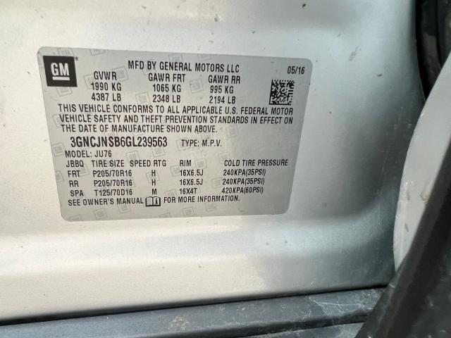 Photo 10 from auction – 2016 CHEVROLET TRAX LS with VIN 3GNCJNSB6GL239563