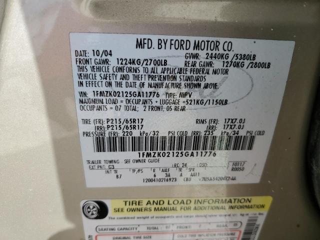 Photo 14 from auction – 2005 FORD FREESTYLE with VIN 1FMZK02125GA11776