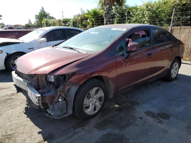HONDA CIVIC LX 2013 with VIN 19XFB2F57DE270455 - Photo from auction