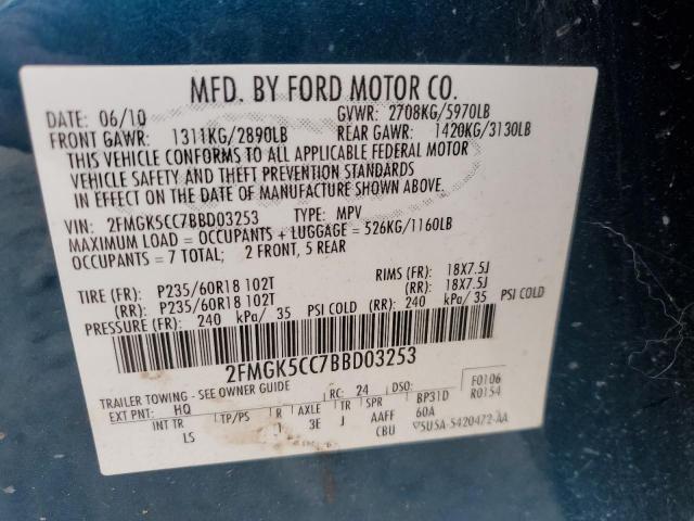 Photo 14 from auction – 2011 FORD FLEX SEL with VIN 2FMGK5CC7BBD03253