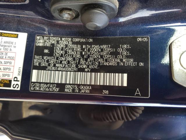 Photo 14 from auction – 2006 TOYOTA 4RUNNER SR with VIN JTEBU14R660080291