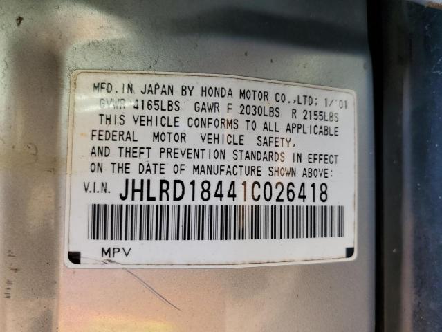 Photo 14 from auction – 2001 HONDA CR-V LX with VIN JHLRD18441C026418