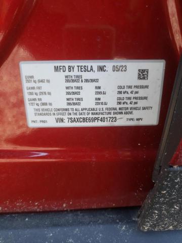 Photo 14 from auction – 2023 TESLA MODEL X with VIN 7SAXCBE69PF401723