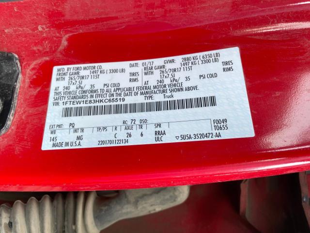 Photo 10 from auction – 2017 FORD F150 SUPER with VIN 1FTEW1E83HKC65519