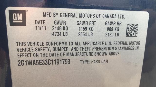 Photo 10 from auction – 2012 CHEVROLET IMPALA LS with VIN 2G1WA5E33C1191793