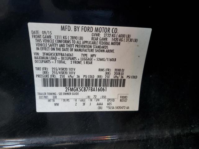 Photo 14 from auction – 2015 FORD FLEX SEL with VIN 2FMGK5C87FBA16061