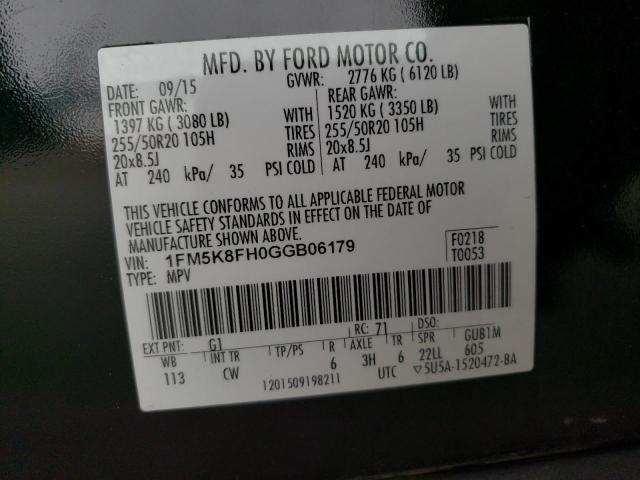 Photo 14 from auction – 2016 FORD EXPLORER L with VIN 1FM5K8FH0GGB06179