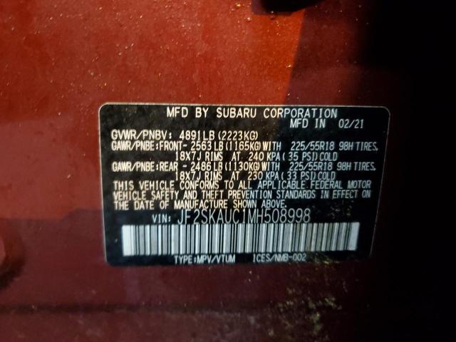 Photo 14 from auction – 2021 SUBARU FORESTER L with VIN JF2SKAUC1MH508998