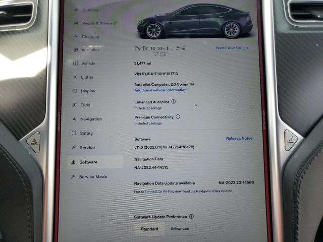 Photo 9 from auction – 2017 TESLA MODEL S with VIN 5YJSA1E1XHF191713