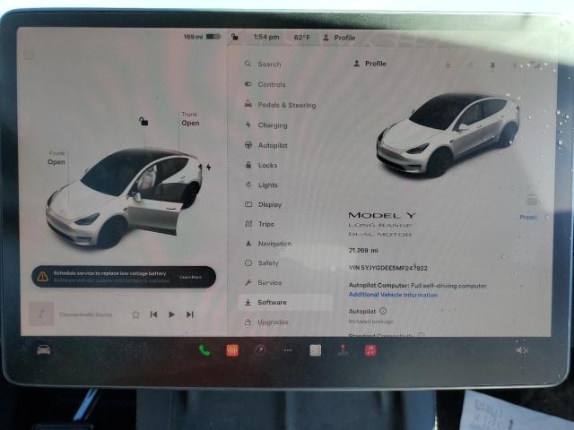 Photo 9 from auction – 2021 TESLA MODEL Y with VIN 5YJYGDEE5MF247922