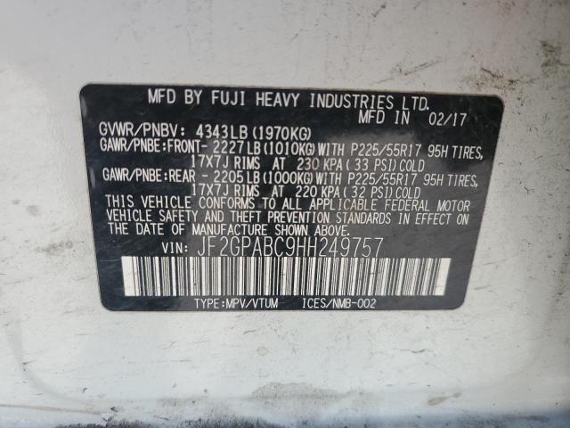 Photo 14 from auction – 2017 SUBARU CROSSTREK with VIN JF2GPABC9HH249757