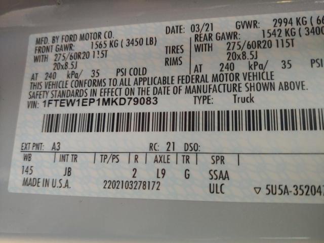Photo 10 from auction – 2021 FORD F150 SUPER with VIN 1FTEW1EP1MKD79083