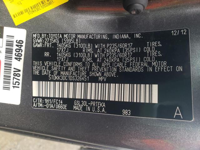 Photo 14 from auction – 2013 TOYOTA SIENNA LE with VIN 5TDKK3DC1DS326451