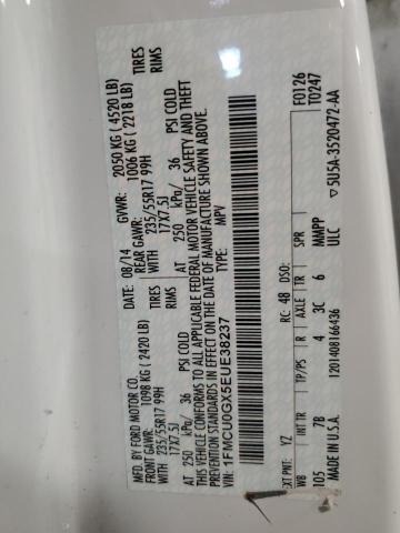 Photo 14 from auction – 2014 FORD ESCAPE SE with VIN 1FMCU0GX5EUE38237