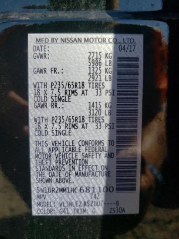 Photo 14 from auction – 2017 NISSAN PATHFINDER with VIN 5N1DR2MM1HC681100