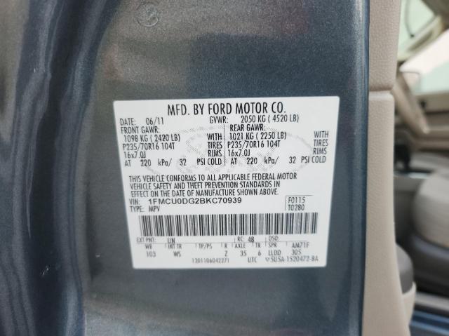 Photo 10 from auction – 2011 FORD ESCAPE XLT with VIN 1FMCU0DG2BKC70939