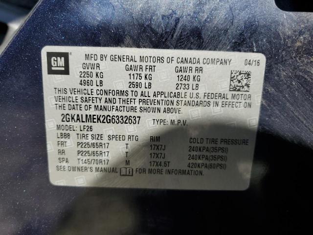 Photo 14 from auction – 2016 GMC TERRAIN SL with VIN 2GKALMEK2G6332637